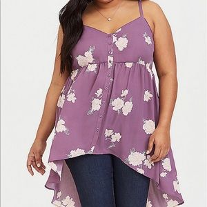 Purple Floral Georgette Babydoll Cami